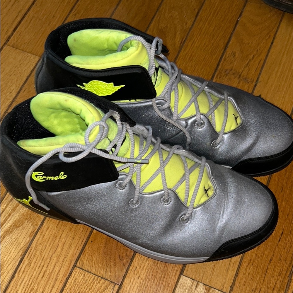 Gray and Neon Green Athletic Shoes